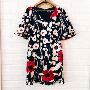 Trina Turk Navy Blue and white poppy dress